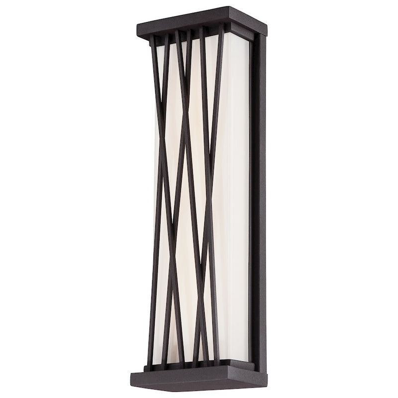 George Kovacs Hedge 16in 1-Light Outdoor Sconce | Contemporary Textured Dorian Bronze Metal and Etched Glass | Covered Patio & | Model P1209-615C-L