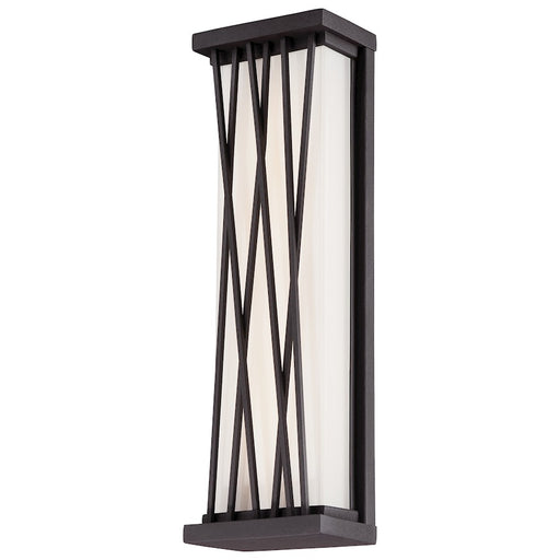 George Kovacs Hedge 16in 1-Light Outdoor Sconce | Contemporary Textured Dorian Bronze Metal and Etched Glass | Covered Patio & | Model P1209-615C-L