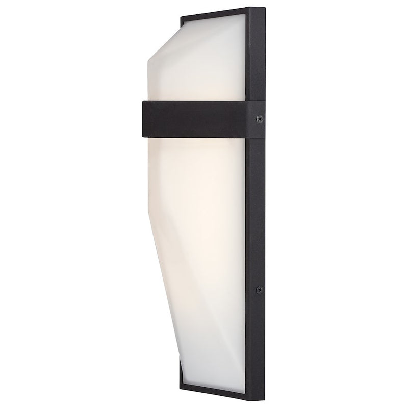 George Kovacs Wedge 15in LED Outdoor Sconce | Modern Black Aluminum and Frosted Glass | Entryway & Porch | 4 x 5.25 x 15 in | Model P1237-066-L