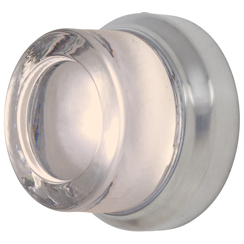 George Kovacs Comet 5in LED Convertible Wall Sconce | Brushed Stainless Steel and Clear Frosted Glass | Outdoor Entryway & Patio | Model P1240-A144-L