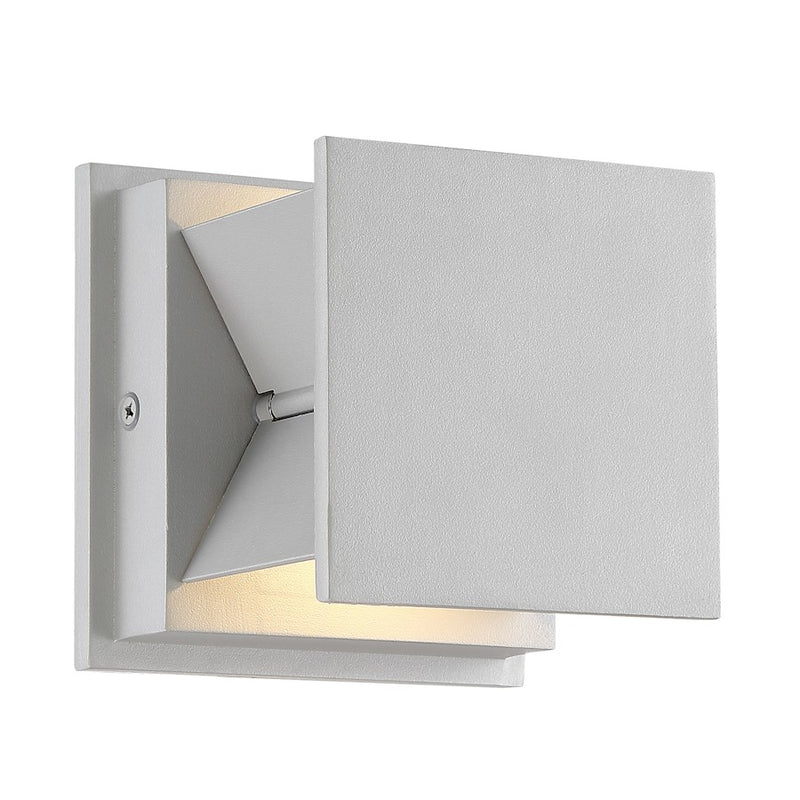 George Kovacs Baffled 4in 1-Light Wall Sconce | Contemporary Silver Dust Aluminum | Outdoor & Bathroom Accent | W 4.5 x D 4.5 x H | Model P1243-566-L
