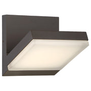 George Kovacs Angle 1-Light Outdoor Sconce | Oil Rubbed Bronze and Etched White Glass | Covered Patio & Entryway | 6 x 6 x 6 in | Model P1259-143-L