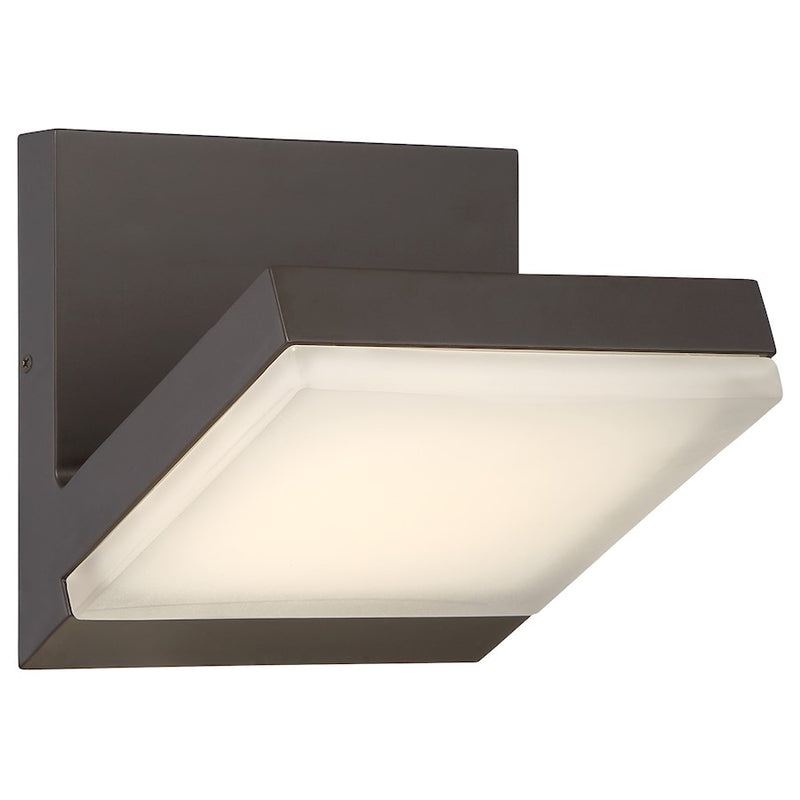 George Kovacs Angle 1-Light Outdoor Sconce | Oil Rubbed Bronze and Etched White Glass | Covered Patio & Entryway | 6 x 6 x 6 in | Model P1259-143-L