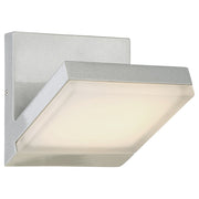 George Kovacs Angle 1-Light LED Outdoor Sconce | Modern Silver Dust and Etched White Glass | Entryway & Covered Patio | 6 in H | Model P1259-566-L