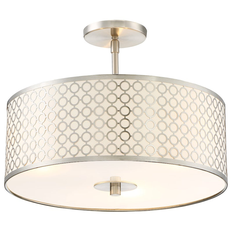 George Kovacs Dots 16in 3-Light Semi-Flush Mount | Brushed Nickel Contemporary | Living Room & Dining Room | 16 x 16 x 12.5 in | Model P1267-084