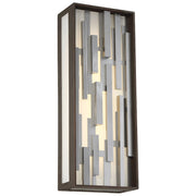 George Kovacs Bars 17in Outdoor LED Pocket Lantern | Contemporary Bronze and Silver Metal | Entryway & Covered Porch | W 6 x D 4 | Model P1272-650-L