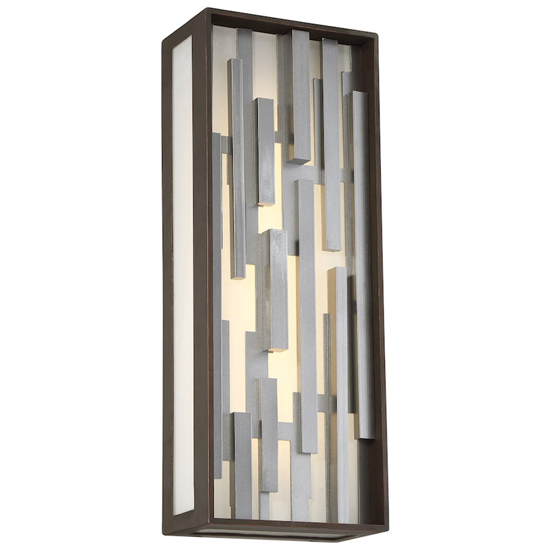 George Kovacs Bars 17in Outdoor LED Pocket Lantern | Contemporary Bronze and Silver Metal | Entryway & Covered Porch | W 6 x D 4 | Model P1272-650-L