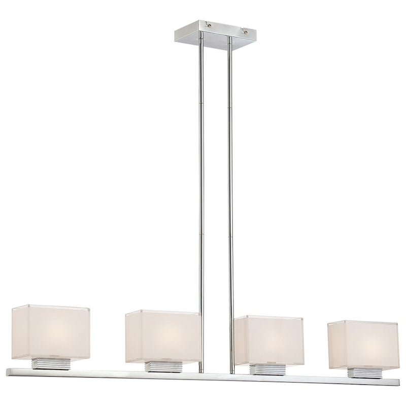 George Kovacs Cubism 4-Light Island Light | Chrome Contemporary | Kitchen Island & Dining Room Linear Pendant | 39in W x 6in H x 3in | Model P128-077