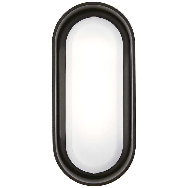George Kovacs Floating Oval 11in LED Wall Sconce | Contemporary Pebble Bronze and Etched White Glass | Hallway & Bathroom Accent | Model P1281-286-L