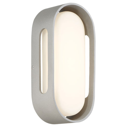 George Kovacs Floating Oval 11in 1-Light LED Wall Sconce | Contemporary Sand Silver and Etched White Glass | Hallway & Bathroom | Model P1281-295-L