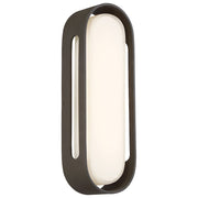 George Kovacs Floating Oval 15in 1-Light LED Wall Sconce | Contemporary Pebble Bronze and Etched White Glass | Hallway & Bathroom | Model P1282-286-L