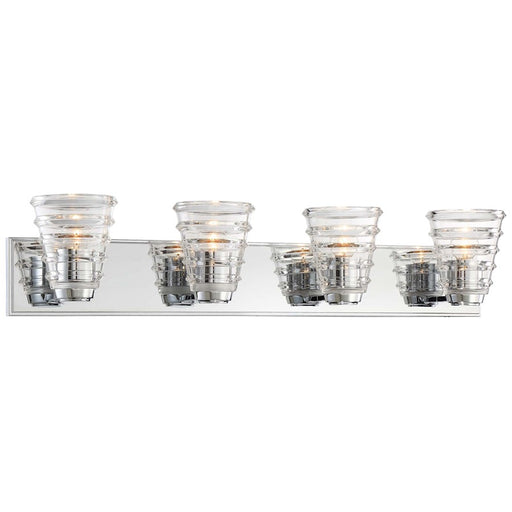 George Kovacs Arctic 4-Light Bathroom Vanity Light | Contemporary Chrome Vanity Lighting | Bathroom Vanity | 32 x 8 x 7 in | Model P1294-077