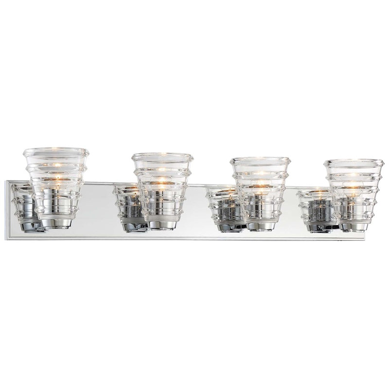 George Kovacs Arctic 4-Light Bathroom Vanity Light | Contemporary Chrome Vanity Lighting | Bathroom Vanity | 32 x 8 x 7 in | Model P1294-077