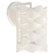 George Kovacs Coastal Current LED Wall Sconce | Sand White Metal and White Linen Shade | Bathroom & Hallway Accent | 6 x 7 x 10 in | Model P1300-655-L