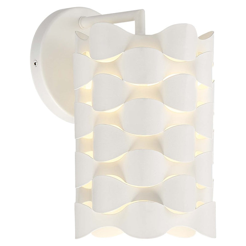 George Kovacs Coastal Current LED Wall Sconce | Sand White Metal and White Linen Shade | Bathroom & Hallway Accent | 6 x 7 x 10 in | Model P1300-655-L
