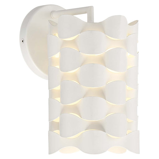 George Kovacs Coastal Current LED Wall Sconce | Sand White Metal and White Linen Shade | Bathroom & Hallway Accent | 6 x 7 x 10 in | Model P1300-655-L