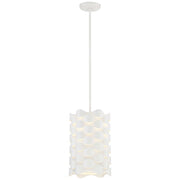 George Kovacs Coastal Current 9in 1-Light LED Mini Pendant | Coastal Sand White Metal and White Linen Shade | Kitchen Island & | Model P1301-655-L