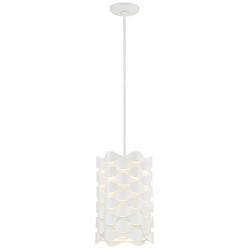George Kovacs Coastal Current 9in 1-Light LED Mini Pendant | Coastal Sand White Metal and White Linen Shade | Kitchen Island & | Model P1301-655-L