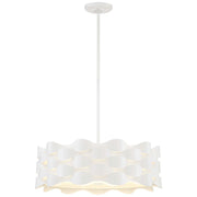 George Kovacs Coastal Current 21in 1-Light LED Pendant | Coastal Sand White Metal and White Linen | Kitchen Island & Dining Room | Model P1304-655-L