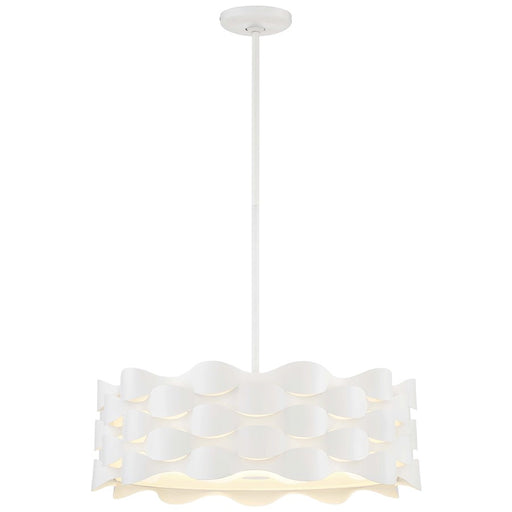 George Kovacs Coastal Current 21in 1-Light LED Pendant | Coastal Sand White Metal and White Linen | Kitchen Island & Dining Room | Model P1304-655-L