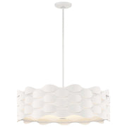 George Kovacs Coastal Current 26in 1-LED Pendant | Contemporary Sand White Metal and White Linen | Kitchen Island & Dining Room | Model P1305-655-L