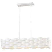 George Kovacs Coastal Current 39in 1-LED Island Light | Contemporary Sand White Metal and White Linen | Kitchen Island & Dining | Model P1306-655-L