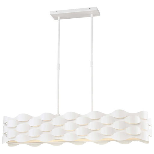 George Kovacs Coastal Current 39in 1-LED Island Light | Contemporary Sand White Metal and White Linen | Kitchen Island & Dining | Model P1306-655-L