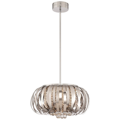 George Kovacs Woven Gems 19in 1-Light LED Pendant | Chrome Contemporary Metal | Kitchen Island & Dining Room | 19 x 19 x 11 in | Model P1313-077-L