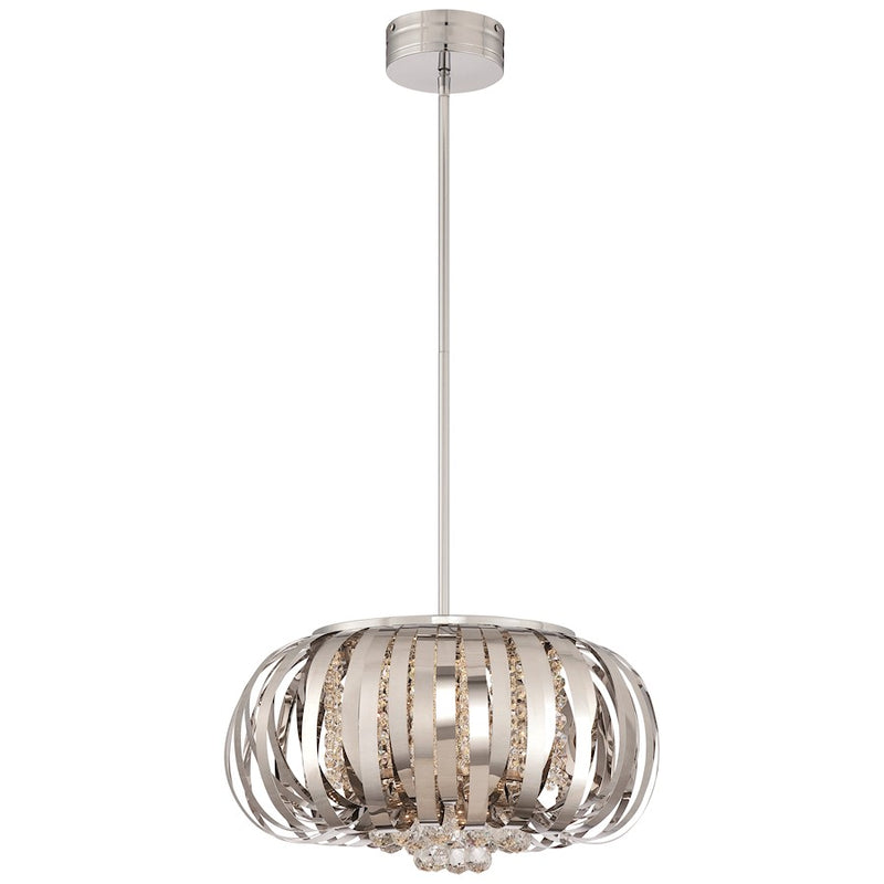 George Kovacs Woven Gems 19in 1-Light LED Pendant | Chrome Contemporary Metal | Kitchen Island & Dining Room | 19 x 19 x 11 in | Model P1313-077-L