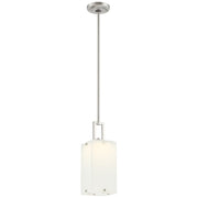 George Kovacs Button 6in 1-LED Mini Pendant | Contemporary Brushed Nickel and Etched White Reeded Glass | Kitchen Island & Accent | Model P1321-084-L