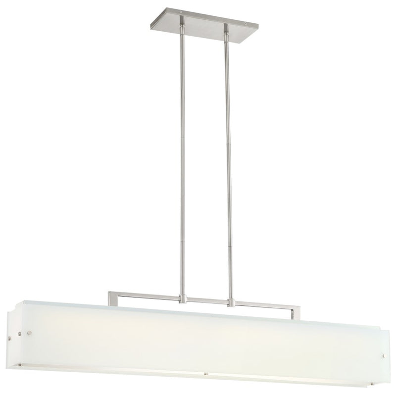 George Kovacs Button 44in 1-Light Island Light | Brushed Nickel and Etched White Reeded Glass | Kitchen Island | 44 x 6 x 9 in | Model P1326-084-L