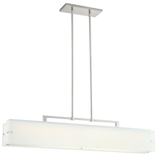 George Kovacs Button 44in 1-Light Island Light | Brushed Nickel and Etched White Reeded Glass | Kitchen Island | 44 x 6 x 9 in | Model P1326-084-L
