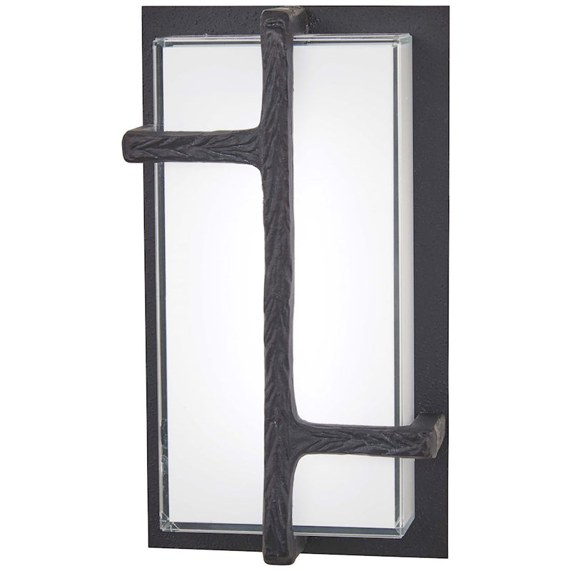 George Kovacs Sirato 8in 1-Light LED Wall Sconce | Transitional Spanish Iron and Mitered White Glass | Hallway & Bedroom Accent | Model P1340-039-L