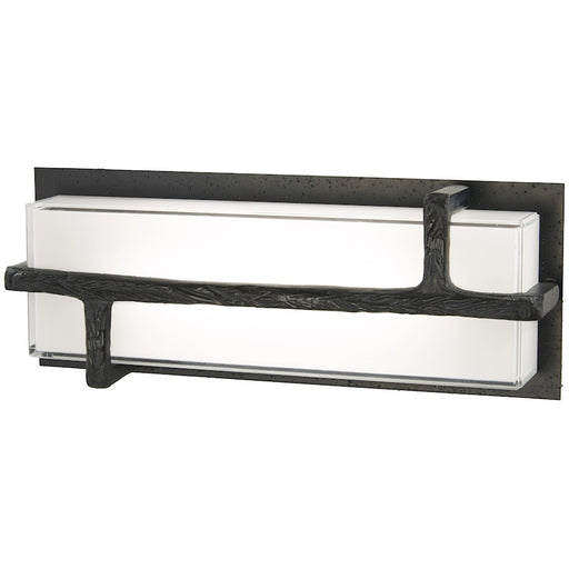 George Kovacs Sirato 14in 1-Light LED Wall Sconce | Transitional Spanish Iron and Mitered White Glass | Hallway & Living Room | Model P1341-039-L