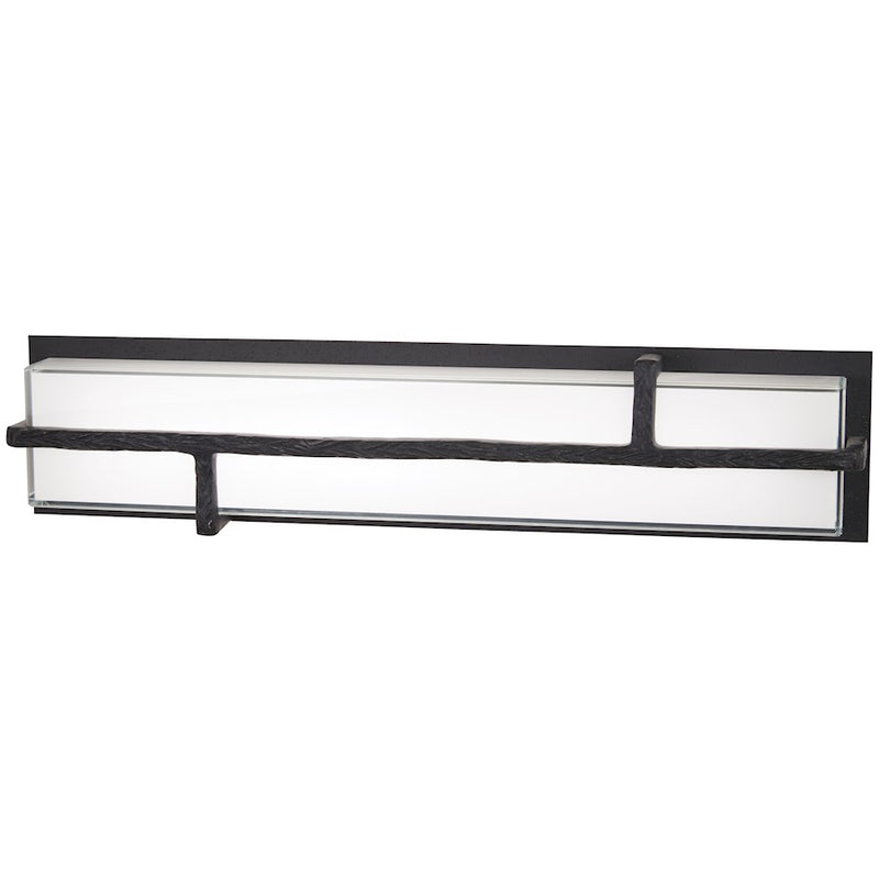 George Kovacs Sirato 24in LED Wall Sconce | Spanish Iron and Mitered White Glass | Hallway & Living Room Accent | 24 x 6 x 6 in | Model P1342-039-L