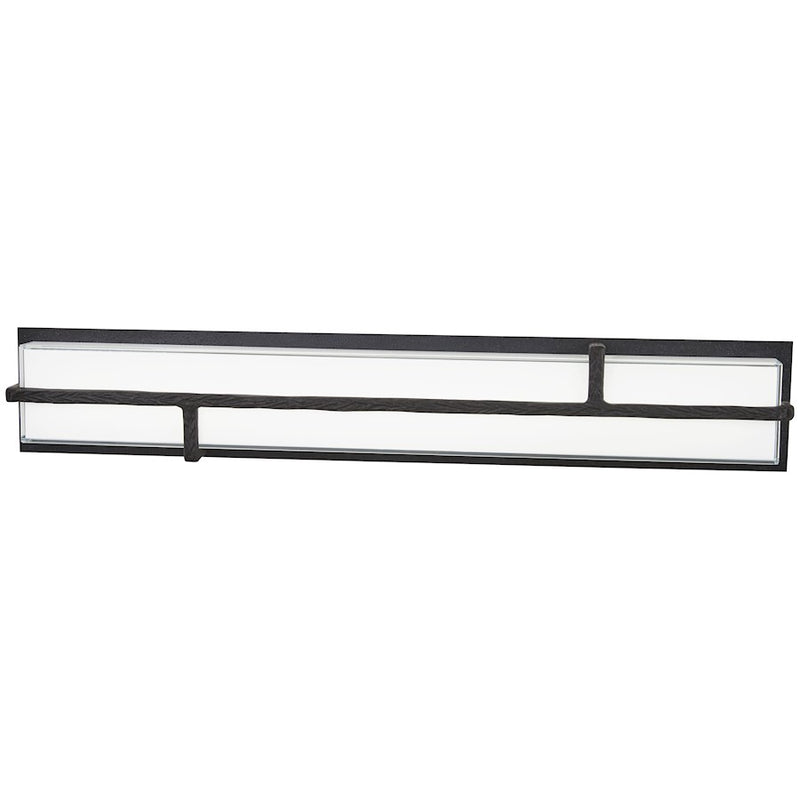 George Kovacs Sirato 32in 1-Light LED Wall Sconce | Spanish Iron and Mitered White Glass | Hallway & Bathroom Vanity | Model P1343-039-L