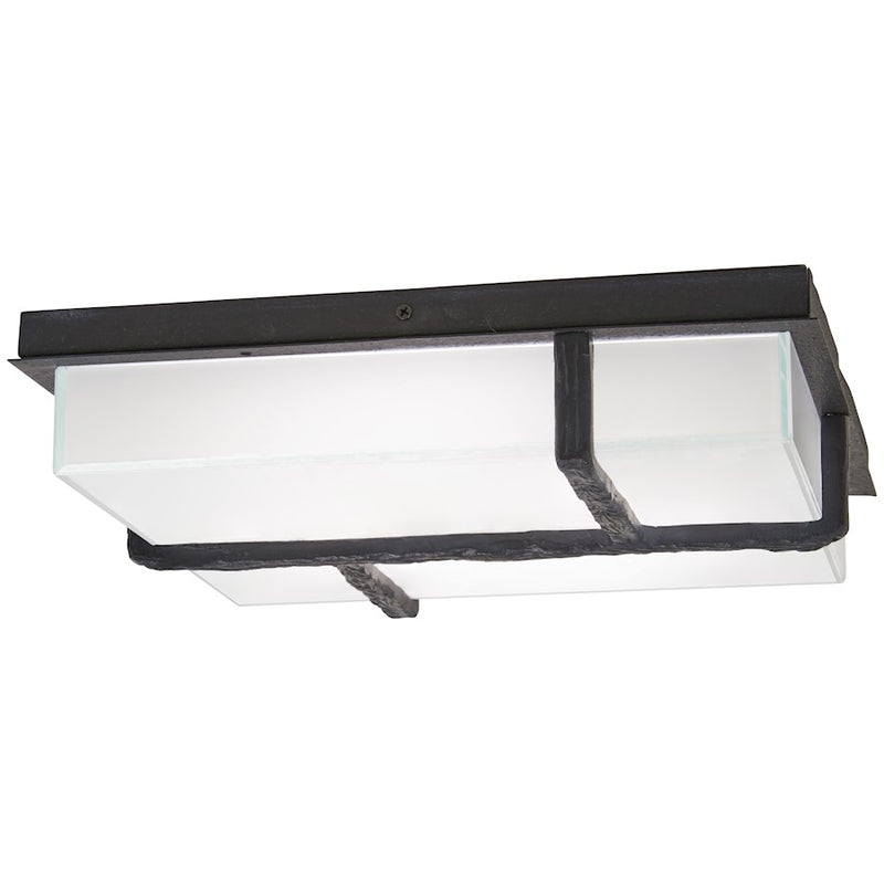 George Kovacs Sirato 14in 1-Light LED Wall Sconce | Transitional Spanish Iron and Mitered White Glass | Hallway & Entryway Accent | Model P1349-039-L