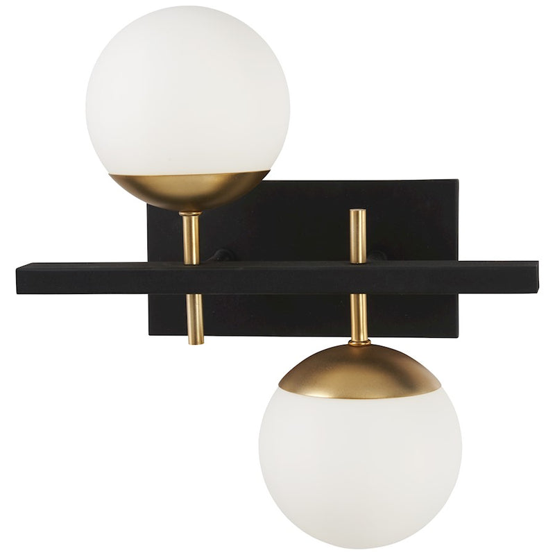 George Kovacs Alluria 1-Light Wall Sconce | Contemporary Weathered Black and Autumn Gold with Etched Opal Glass | Living Room & | Model P1351-618