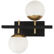 George Kovacs Alluria 1-Light Wall Sconce | Contemporary Weathered Black and Autumn Gold with Etched Opal Glass | Living Room & | Model P1351-618