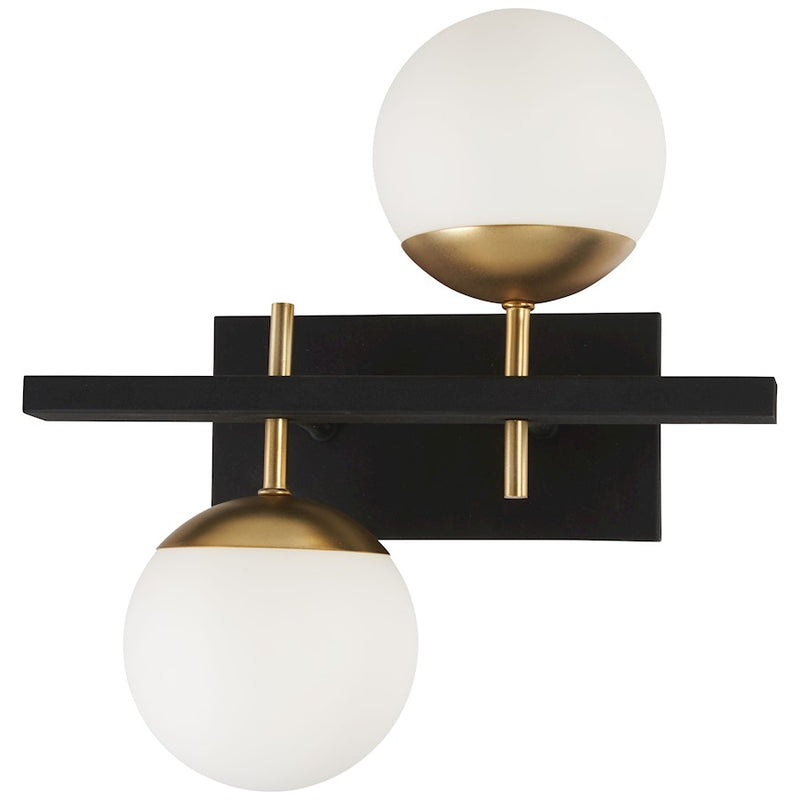 George Kovacs Alluria 1-Light Wall Sconce | Contemporary Weathered Black and Autumn Gold with Etched Opal Glass | Living Room & | Model P1351-618