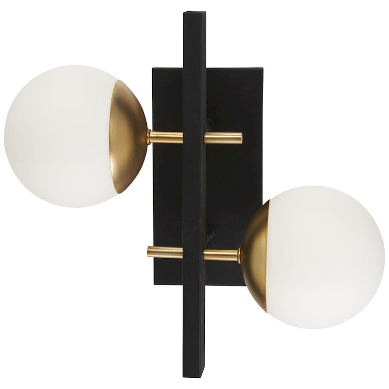 George Kovacs Alluria 1-Light Wall Sconce | Contemporary Weathered Black and Autumn Gold with Etched Opal Glass | Living Room & | Model P1351-618