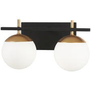 George Kovacs Alluria 2-Light Bathroom Vanity Light | Weathered Black and Autumn Gold Metal with Etched Opal Glass | Bathroom | Model P1352-618