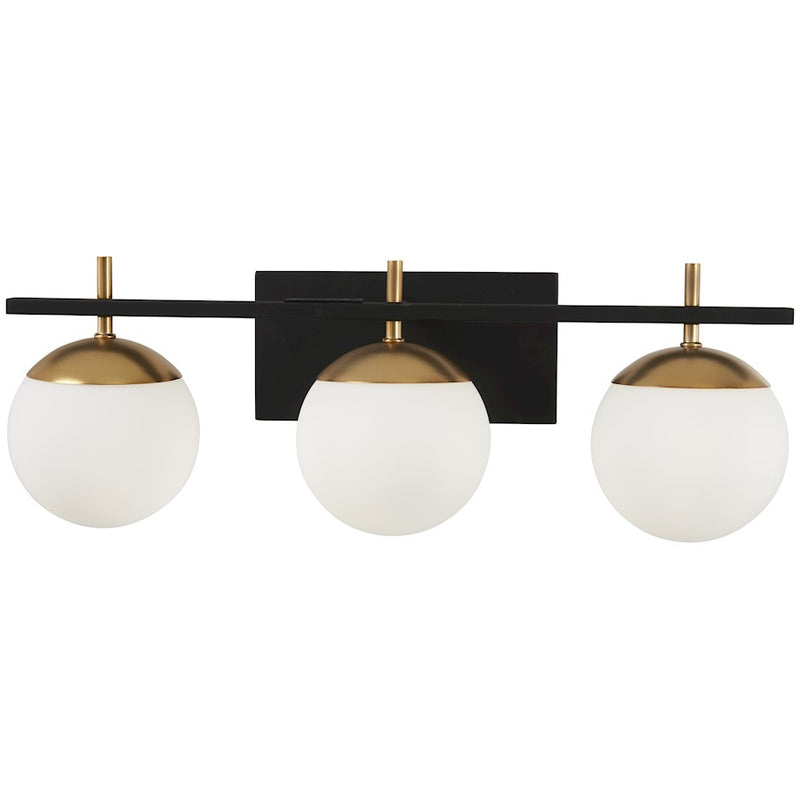 George Kovacs Alluria 3-Light Bathroom Vanity Light | Weathered Black & Autumn Gold with Etched Opal Glass | Bathroom Vanity | Model P1353-618