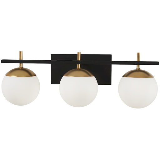 George Kovacs Alluria 3-Light Bathroom Vanity Light | Weathered Black & Autumn Gold with Etched Opal Glass | Bathroom Vanity | Model P1353-618