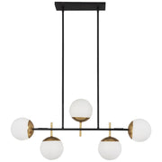 George Kovacs Alluria 36in 3-Light Island Light | Minimalist Weathered Black and Autumn Gold with Etched Opal Glass | Kitchen | Model P1355-618