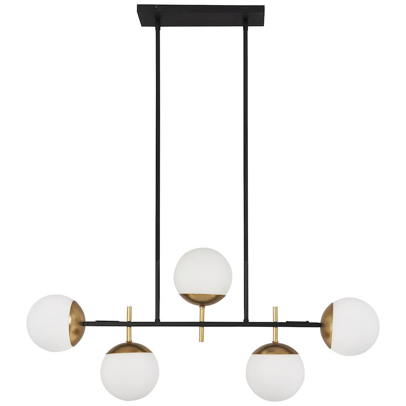 George Kovacs Alluria 36in 3-Light Island Light | Minimalist Weathered Black and Autumn Gold with Etched Opal Glass | Kitchen | Model P1355-618