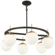 George Kovacs Alluria 27in 1-Light Pendant | Weathered Black and Autumn Gold Etched Opal Glass | Kitchen Island & Dining Room | Model P1356-618