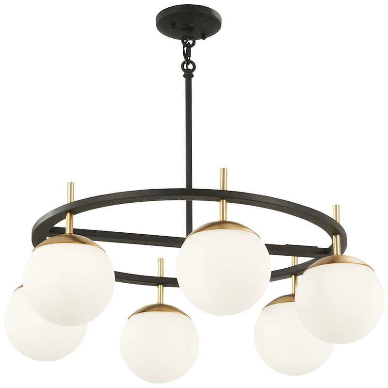 George Kovacs Alluria 27in 1-Light Pendant | Weathered Black and Autumn Gold Etched Opal Glass | Kitchen Island & Dining Room | Model P1356-618