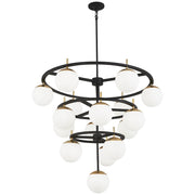 George Kovacs Alluria 36in 6-Light Chandelier | Contemporary Weathered Black and Autumn Gold Metal with Etched Opal Glass | Dining | Model P1359-618