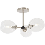 George Kovacs Nexpo 19in 3-Light Semi-Flush Mount | Brushed Nickel with Black Accents and Clear Glass | Living Room & Dining Room | Model P1363-619